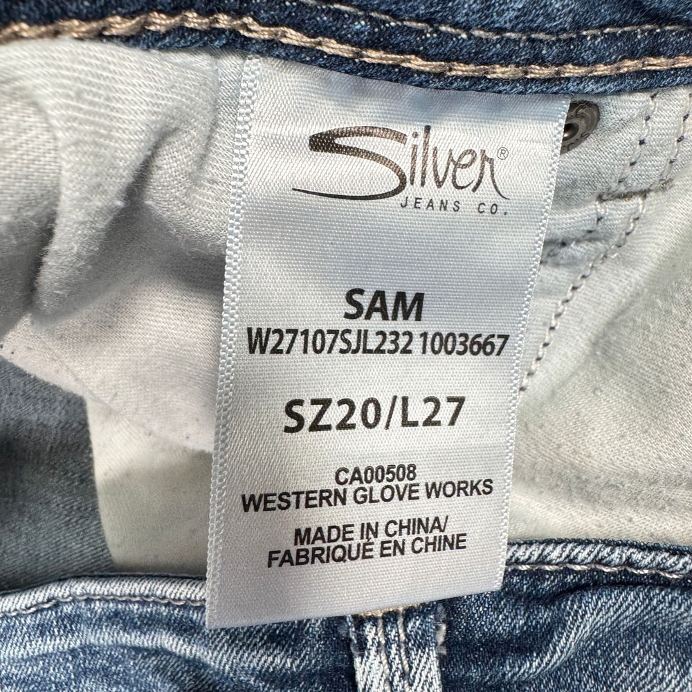Silver Jeans Co Sam Boyfriend Womens Plus 20 40x27 Distressed Stretch Crop Jeans - Picture 3 of 15